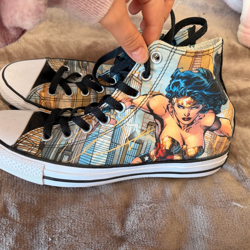 Converse Women's Wonder Woman High-Tops - Black, Blue, Tan - Picture 4 of 5